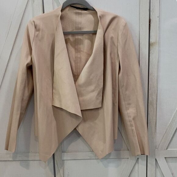 Zara Open Front Faux Leather Jacket In Pink Size Small - Picture 9 of 15